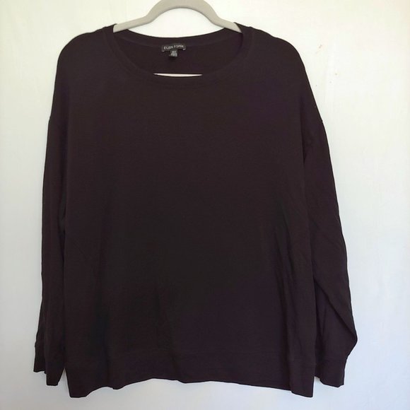 Eileen Fisher womens soft black long sleeve pullover sweater Large - Picture 1 of 12